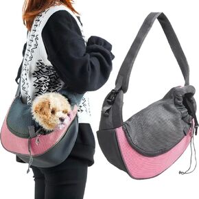 Pet Dog Sling Carrier Puppy Pet Slings Bag for Small Dogs Cats Satchel Carriers Breathable Mesh Hand Free with Adjustable Strap Doggie Crossbody for Outdoor Travel (SkyBlue, Large 5-12 lbs)