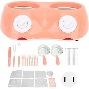 Tissting Chocolate Melting Pot 250ml Electric Chocolate Fondue Fountain Fondue Candy Maker with Double Melting Pot, Pink Warmer Machine for Milk Chocolate Cheese Butter Candy
