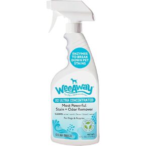 X2 Ultra Concentrated Pet Stain and Odor Remover, Enzyme Cleaner for Dog Urine and Poop Carpet & Furniture Safe, Pet Urine Odor Eliminator Spray (Ocean Breeze 16 oz)