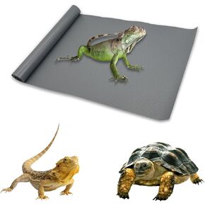 Hamiledyi Large Reptile Carpet Reptile Mat Terrarium Liner Bedding Substrate Mat Leopard Gecko Substrate Bearded Dragon Tank Flooring for Bearded Dragon,Gecko,Lizard,Tortoise (17.5"X 78.7" Black)