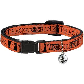 Cat Collar Breakaway Hocus Pocus Thackery Binx Cat Silhouette Orange Black 8 to 12 Inches 0.5 Inch Wide