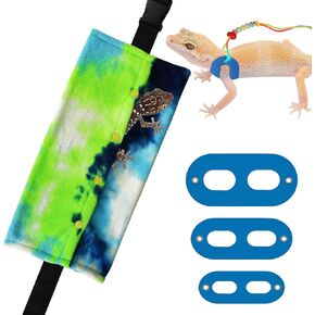 Bearded Dragon Carrier and Leather Leash, Adjustable Harness and Reptile Small Pet Coral Fleece Backpack for Outdoor Travel Walking Rest - Blue
