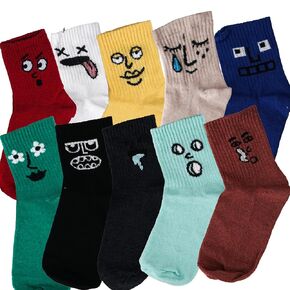 Face Impressions Socks, Unisex Fancy Socks, Cotton Socks with Faces, Fun Outfit, Cool Socks, Great Gift Idea, Pack of 10