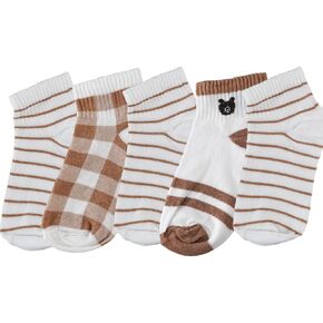 Women Brown socks, Vintage socks for Lady, Retro Stripe Socks, Pack of 4, Daily Comfort, Super Soft Texture