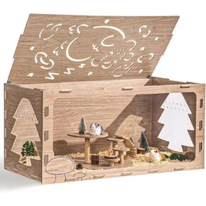 Mewoo Extra Large Hamster Cage, 42in Guinea Pig Cages, Wooden Acrylic Hamster Cages and Habitats come with Platform, Large Pet Rat Cage, Small Animal Cage for Hedgehog Mouse Gerbil (Forests)