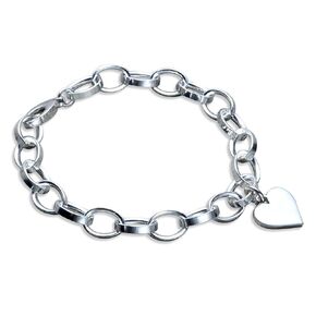 Heart Charm Bracelet in Sterling Silver (8.0 Inches)