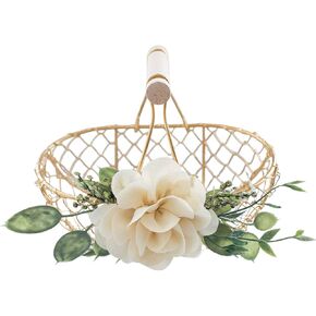 Golden Flower Girl Basket - Mini Basket w/Wood Handle - Petite Easter or Craft Basket - Flower Girl Basket by Ragga Wedding