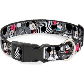Buckle-Down Breakaway Cat Collar - Mickey & Minnie Peek-a-Boo Expressions Swirl Black/White - 1/2" Wide - Fits 8-12" Neck - Medium