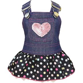 Dog Dress Puppy Luxury Skirt Dog Clothes Sequin Love Heart Princess Dresses Tutu Skirt Denim Skirt for Small Dog Girl