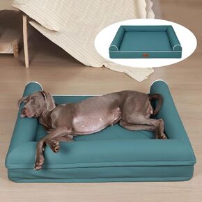 MIAO PAW Waterproof Dog Beds for Large Dogs,Egg Foam Sofa Dog Bed with Waterproof Lining, Removable Washable Cover and Nonskid Bottom Couch,Comfortable Sleep for Pet Fake Leather