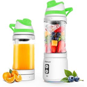 Portable Blender, Anti-Jamming 300 Watt for Shakes and Smoothies, 24oz Travel Blender USB Rechargeable, BPA Free Sporty bottle with a Travel Lid. (Black Base Grey Lid)