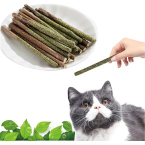 Natural Silvervine Sticks for Cats,Catnip Cat & Kitten Chew Toys Teeth Cleaning, Matatabi Cat Treat, Edible Kitty Toys (12PC)