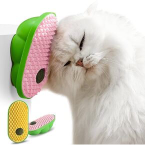 2-Pack Catnip Toys for Indoor Cats, Stick on Wall Catnip Ball Toys for Cats to Lick, Massage & Self Grooming (Yellow & Pink)