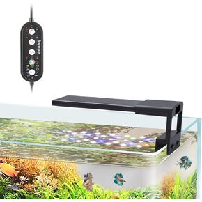 hygger 10W LED Aquarium Light for Plants, Full Spectrum Fish Tank Light with Timer Auto On/Off, 24/7 Lighting with Multi-Color, Adjustable Brightness, External Controller, for Freshwater(7"-12")