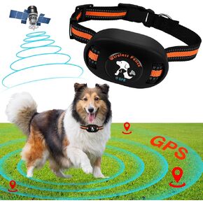 2 in 1 Multifunction GPS Wireless Dog Fence with Outdoor Pet Barrier, Range 97-3280ft, Adjustable Warning Strength, Training Collar & Electric Fence System for Dogs