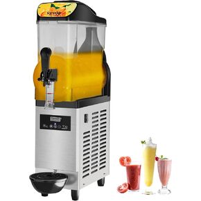 VEVOR Commercial Slushy Machine, 24L Double Tank Frozen Drink Machine, 640W Stainless Steel Margarita Wine Smoothie Frozen Drink Maker, Slushie Maker for Home Party Restaurants Cafe Bars