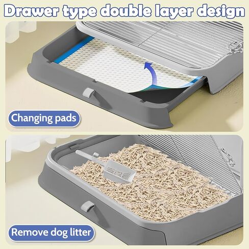 PINVNBY Dog Potty Toilet with Wall Column, Indoor Pet Dog Training Toilet Potty Tray, Portable Training Pee Pads Holder, Removable Mesh Dog Litter Box for Dogs（Green-Blue） in Saudi Arabia