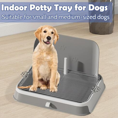 PINVNBY Dog Potty Toilet with Wall Column, Indoor Pet Dog Training Toilet Potty Tray, Portable Training Pee Pads Holder, Removable Mesh Dog Litter Box for Dogs（Green-Blue） in Saudi Arabia