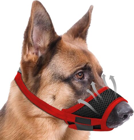 Dog Muzzle, Soft Nylon Muzzle for Small Medium Large Dogs, Air Mesh Breathable Drinkable Adjustable Loop Anti-Dropping Pets Muzzle for Biting Barking Chewing Black L in Saudi Arabia