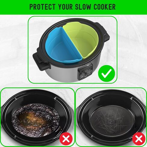 Silicone Slow Cooker Liners Compatible With 6-8QT Crock, Silicone Slow Cooker Divider Allows Cooking Two Different Meals At Once Time, Reusable Silicone Divider Insert, Dishwasher Safe, BPA Free. in Saudi Arabia