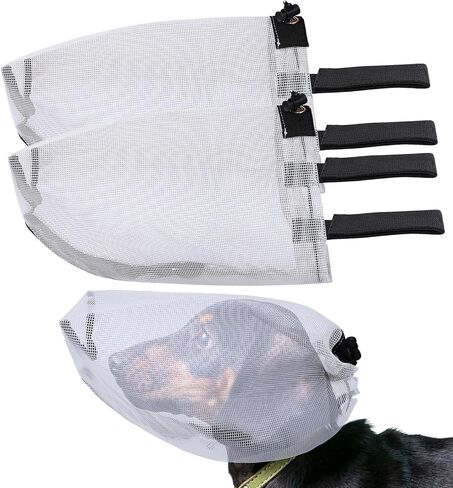 قطعتان من قناع الهواء للكلاب، شبكة حماية ذيل الثعلب مع سحاب للفم، واقي للكلب لمنع المشي لمسافات طويلة والتخييم في الهواء الطلق (رمادي، متوسط) in Kuwait
