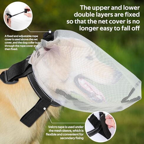 قطعتان من قناع الهواء للكلاب، شبكة حماية ذيل الثعلب مع سحاب للفم، واقي للكلب لمنع المشي لمسافات طويلة والتخييم في الهواء الطلق (رمادي، متوسط) in Kuwait