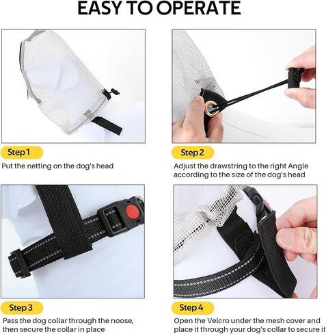 قطعتان من قناع الهواء للكلاب، شبكة حماية ذيل الثعلب مع سحاب للفم، واقي للكلب لمنع المشي لمسافات طويلة والتخييم في الهواء الطلق (رمادي، متوسط) in Kuwait