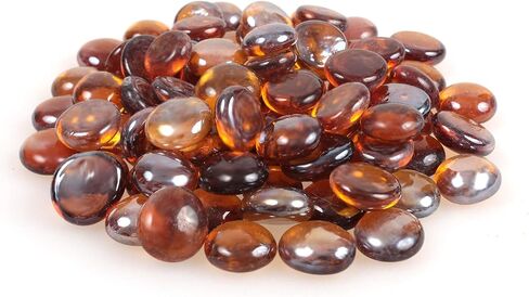 حصى زجاجي عاكس عالي اللمعان، رخام زجاجي مستدير للنار، خرز مزهرية لحشو حوض السمك لتزيين الحديقة النضرة، 17-19 مم (2/3 بوصة - 3/4 بوصة)، 335 جم/0.78 رطل (زبرجد داكن) in Kuwait