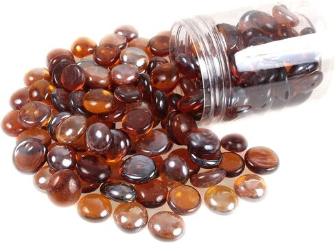 حصى زجاجي عاكس عالي اللمعان، رخام زجاجي مستدير للنار، خرز مزهرية لحشو حوض السمك لتزيين الحديقة النضرة، 17-19 مم (2/3 بوصة - 3/4 بوصة)، 335 جم/0.78 رطل (زبرجد داكن) in Kuwait