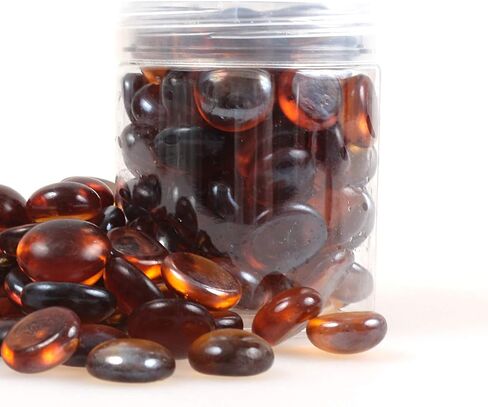 حصى زجاجي عاكس عالي اللمعان، رخام زجاجي مستدير للنار، خرز مزهرية لحشو حوض السمك لتزيين الحديقة النضرة، 17-19 مم (2/3 بوصة - 3/4 بوصة)، 335 جم/0.78 رطل (زبرجد داكن) in Kuwait