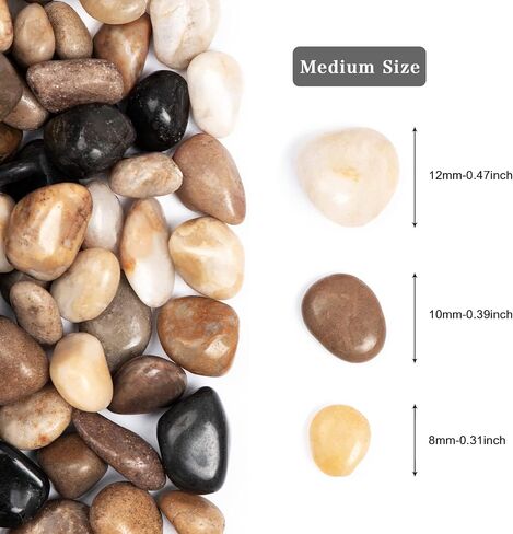 5lbs Natural River Rocks, Polished Pebbles for Plants Garden, 0.3-0.8 inch Decorative Countryside Stones, Ideal for Fish Tank, Vases, Home Decor and Garden Landscaping,Countryside in Saudi Arabia