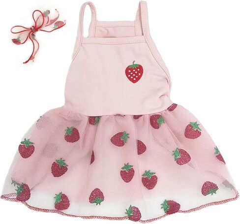 Pink Strawberry Dog Cat Dress for Small Dogs Girl Cute Dog Princess Dresses Puppy Tutu Skirt Chihuahua Teddy Pomeranian Sundress Birthday Holiday Clothes Cat Pet Wedding Outfit in Saudi Arabia