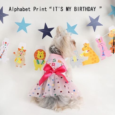 Dog Birthday Outfit Clothes for Small Medium Dogs, Print Colorful Polka Dot Mesh Dresses Girl Dog Clothes, Summer Tutu Princess Pet Puppy Clothing Doggie Outfits Cat Apparel, Large, Pink in Saudi Arabia