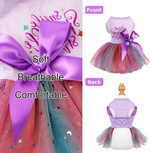 Dog Birthday Outfit Clothes for Small Medium Dogs, Print Colorful Polka Dot Mesh Dresses Girl Dog Clothes, Summer Tutu Princess Pet Puppy Clothing Doggie Outfits Cat Apparel, Large, Pink in Saudi Arabia