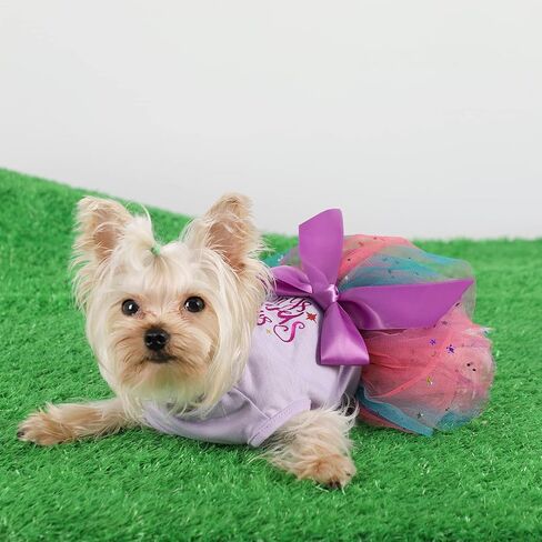 Dog Birthday Outfit Clothes for Small Medium Dogs, Print Colorful Polka Dot Mesh Dresses Girl Dog Clothes, Summer Tutu Princess Pet Puppy Clothing Doggie Outfits Cat Apparel, Large, Pink in Saudi Arabia
