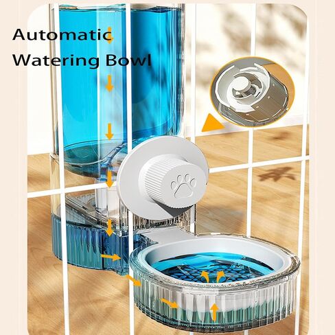 Cage Hanging Bowls Refillable Food Bowl Pet Dog Cat Bowls Kennel Crate Double Bowls for Food and Water with Automatic Water Food Dispense Feeder for Puppy Cat Rabbit (Water Bowl- Blue) in Saudi Arabia