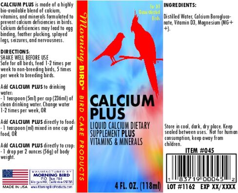 Morning Bird Calcium Plus Supplement for Avian Health, Liquid Calcium Formula with Magnesium and Vitamin D3, 2 Fl. Oz. in Saudi Arabia
