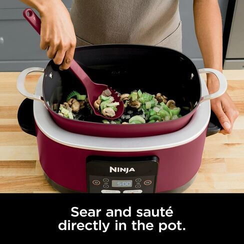 Ninja MC1000 Foodi PossibleCooker 8.5 Quart Multi-Cooker, with 4-in-1 Slow Cooker, Dutch Oven & More, Glass Lid & Integrated Spoon, Nonstick, Oven Safe Pot to 500°F, Cherry Tarte (Renewed) in Saudi Arabia