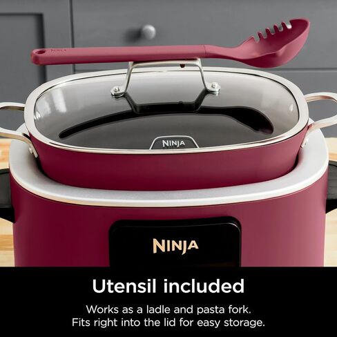 Ninja MC1000 Foodi PossibleCooker 8.5 Quart Multi-Cooker, with 4-in-1 Slow Cooker, Dutch Oven & More, Glass Lid & Integrated Spoon, Nonstick, Oven Safe Pot to 500°F, Cherry Tarte (Renewed) in Saudi Arabia