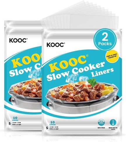 KOOC Slow Cooker Liners 10x13 inch 20 count Small Size Disposable Pot Liners Cooking Bags Fit 1.5QT to 2QT Pot BPA Free Fresh Locking Seal Design in Saudi Arabia