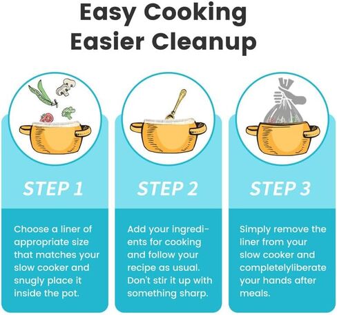 بطانات طباخ بطيء من KOOC، مقاس 10x13 بوصة، 20 قطعة صغيرة الحجم يمكن التخلص منها، أكياس طبخ تناسب وعاء من 1.5QT إلى 2QT، تصميم ختم قفل طازج خالٍ من BPA in Kuwait