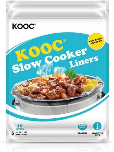بطانات طباخ بطيء من KOOC، مقاس 10x13 بوصة، 20 قطعة صغيرة الحجم يمكن التخلص منها، أكياس طبخ تناسب وعاء من 1.5QT إلى 2QT، تصميم ختم قفل طازج خالٍ من BPA in Kuwait
