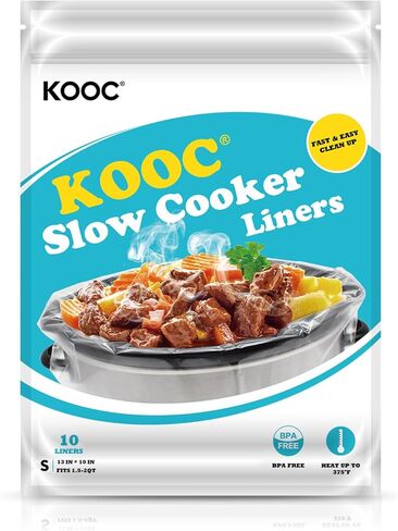بطانات طباخ بطيء من KOOC، مقاس 10x13 بوصة، 20 قطعة صغيرة الحجم يمكن التخلص منها، أكياس طبخ تناسب وعاء من 1.5QT إلى 2QT، تصميم ختم قفل طازج خالٍ من BPA in Kuwait