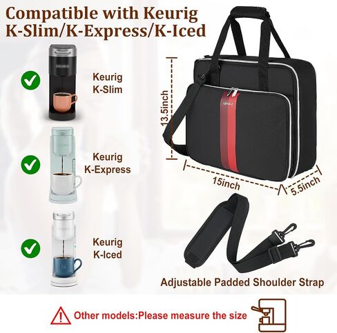 LEFOR·Z Coffee Maker Travel Bag Compatible with Keurig K-Mini/K-Mini Plus/Mate Plus,Single Serve Coffee Brewer Carrying Case with Multiple Pockets for K-Cup Pods & Accessories(Bag Only) in Kuwait