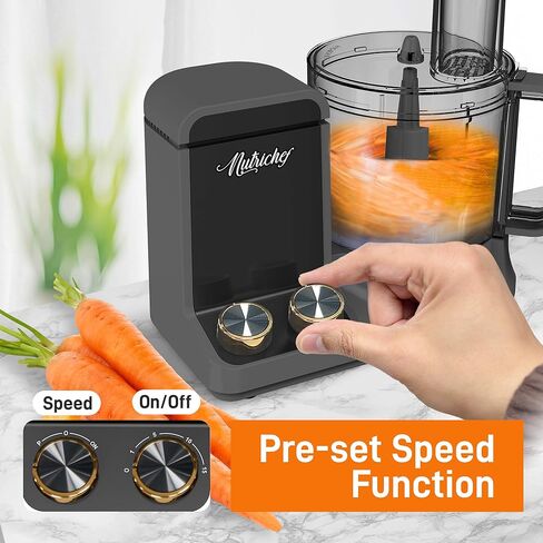 NutriChef Food Processor | 2 QT Capacity | Ultra-Quiet Multipurpose Motor | Includes 6 Attachment Blades | Silicone Base for Secure Grip | 12-Cup Capacity | Pre-Set Speeds for Easy Use (Blue) in Saudi Arabia