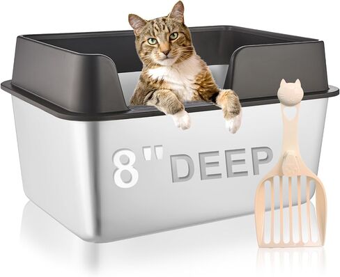 Stainless Steel Cat Litter Box with Lid, Extra Large Metal Litter Box High Sided, Easy Clean, Anti-Leakage, Non-Sticky, Never Absorbs Odors in Saudi Arabia