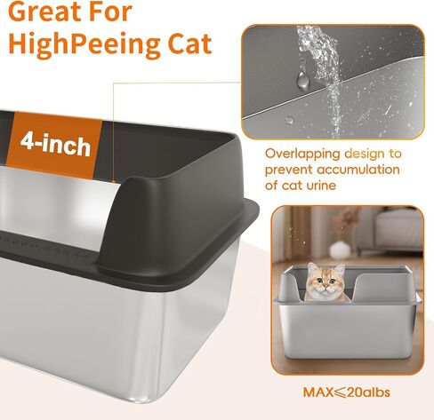 Stainless Steel Cat Litter Box with Lid, Extra Large Metal Litter Box High Sided, Easy Clean, Anti-Leakage, Non-Sticky, Never Absorbs Odors in Saudi Arabia