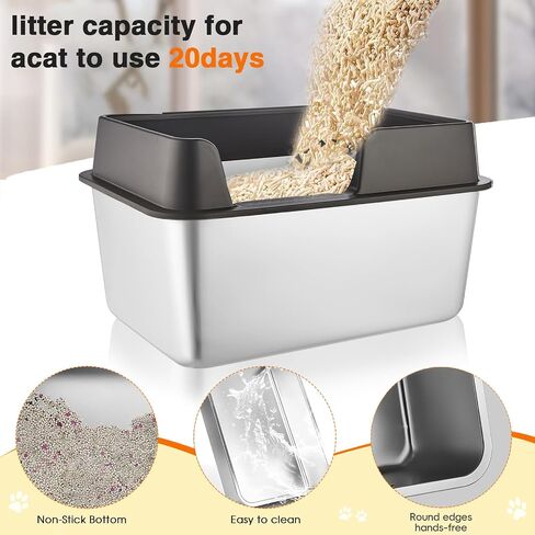 Stainless Steel Cat Litter Box with Lid, Extra Large Metal Litter Box High Sided, Easy Clean, Anti-Leakage, Non-Sticky, Never Absorbs Odors in Saudi Arabia