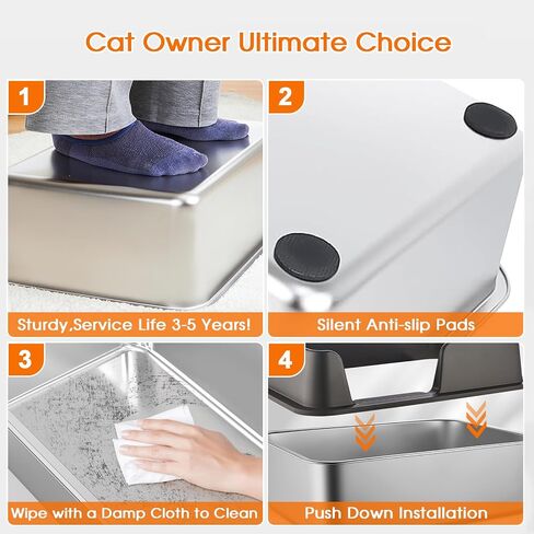 Stainless Steel Cat Litter Box with Lid, Extra Large Metal Litter Box High Sided, Easy Clean, Anti-Leakage, Non-Sticky, Never Absorbs Odors in Saudi Arabia
