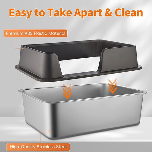 Stainless Steel Cat Litter Box with Lid, Extra Large Metal Litter Box High Sided, Easy Clean, Anti-Leakage, Non-Sticky, Never Absorbs Odors in Saudi Arabia